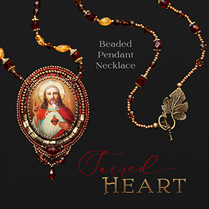 Sacred Heart of Jesus Beaded Pendant Necklace by Jaguarwoman