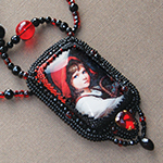 Jaguarwoman's "Angry Red" Bead-Embroidered Pendant Necklace