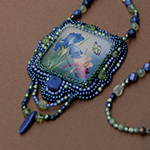 Jaguarwoman's "Iris Garden" Beadwoven Art-Glass Pendant Necklace