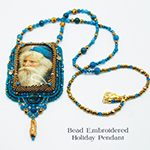 Jaguarwoman's "Vintage Santa" Bead-Embroidered Holiday Pendant