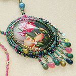 Jaguarwoman's "Blush of Iris" Bead-Embroidered Pendant